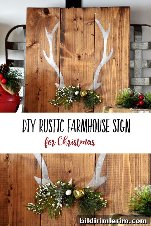 DIY Rustic Farmhouse Sign | Create a lovely decor piece or gift for someone with this Christmas farmhouse craft that is simple and budget friendly. #christmasdecor #christmascrafts #christmasgifts