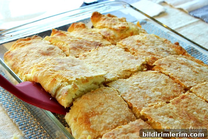 One-Pan Cheeseburger Casserole with Homemade Biscuit Topping 6 Cheeseburger casserole baked and sliced in a casserole dish ready to be served.