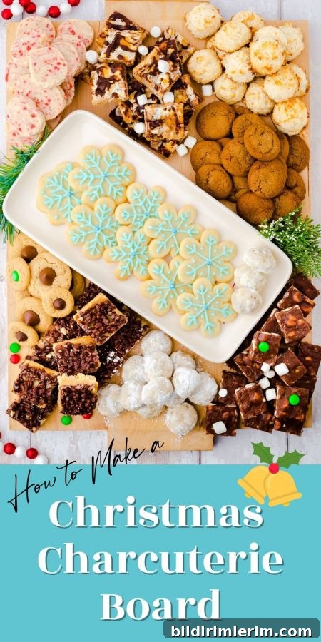 Christmas Cookie Charcuterie Board with Homemade Cookies 2 A Christmas Charcuterie board made of a variety of Christmas cookies.