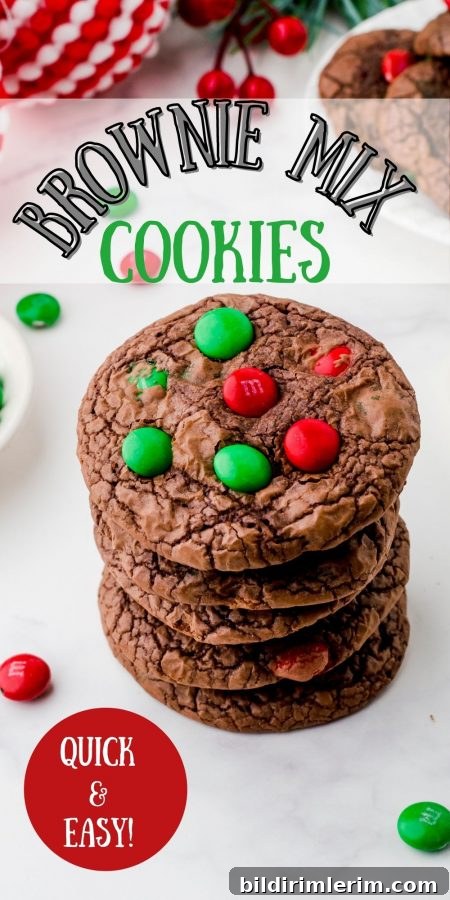 Stack of brownie cookies made with box mix.