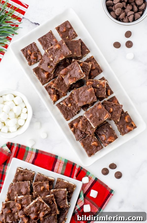 squares of easy fudge arranged on a cookie tray