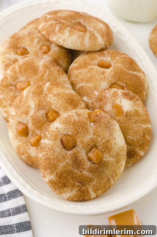 A platter of snickerdoodle caramel bits cookies