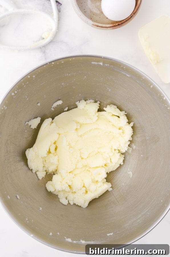 sugar and butter creamed together for caramel bits cookies