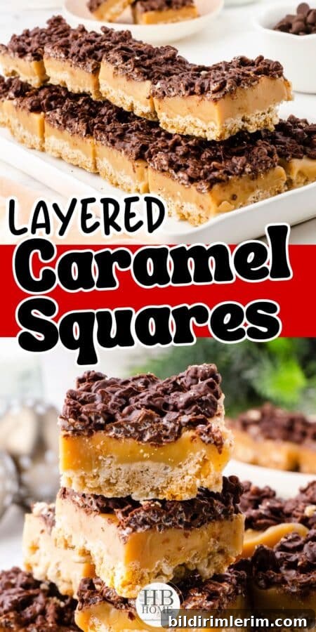 Pin image for Caramel Chocolate Crispy Rice Bars
