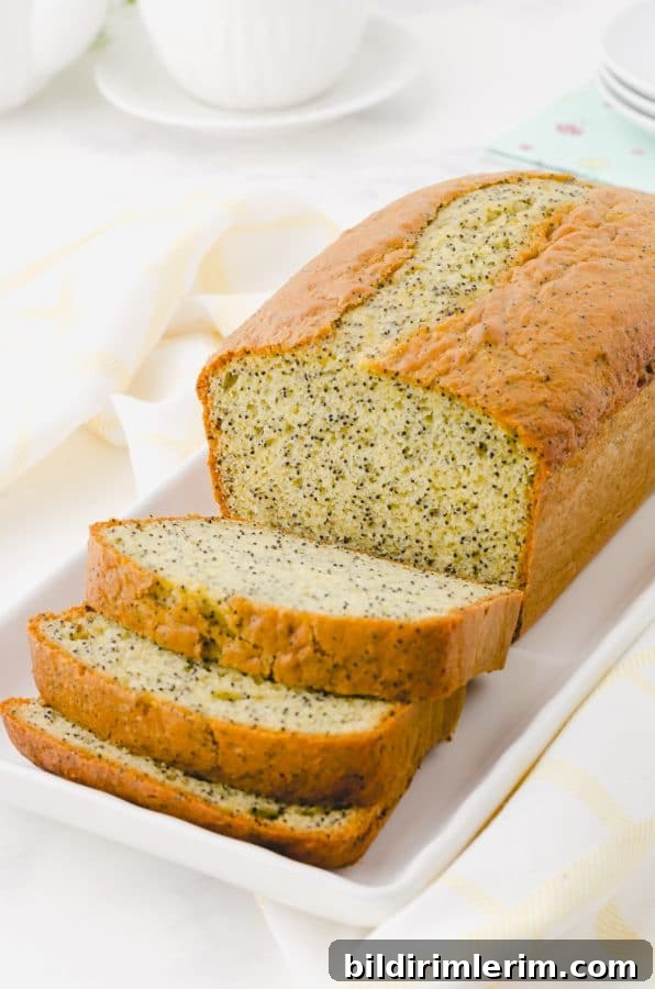 Poppy Seed Bread with cake mix on a white platter