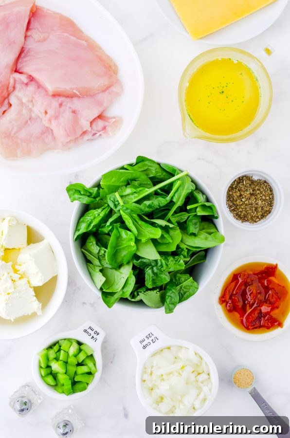 Ingredients for chicken florentine recipe