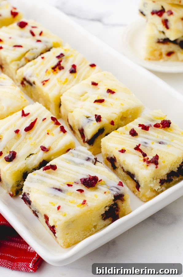 Cranberry lemon bars sliced