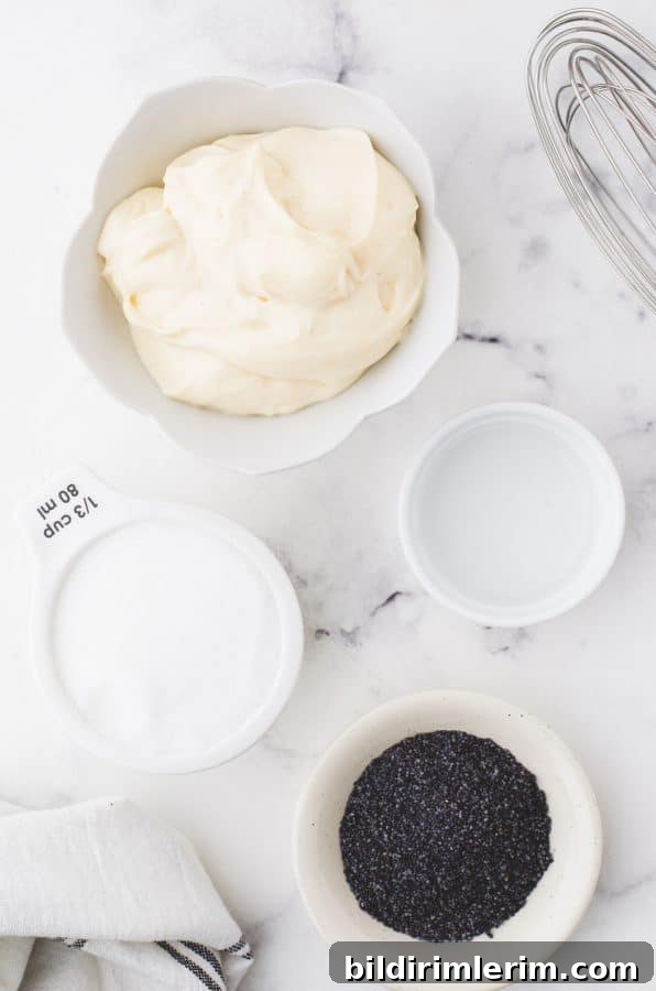 Ingredients for poppyseed salad dressing recipe.