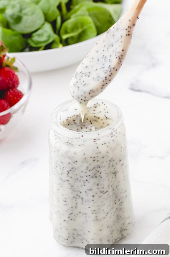 A jar of homemade poppy seed dressing