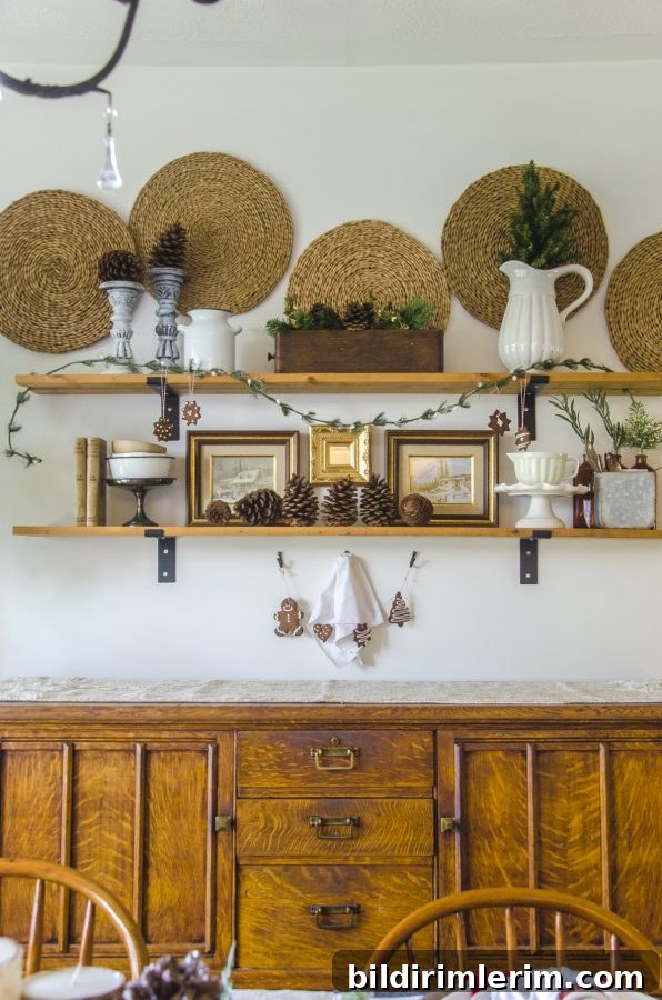 Cozy holiday vignette in dining room