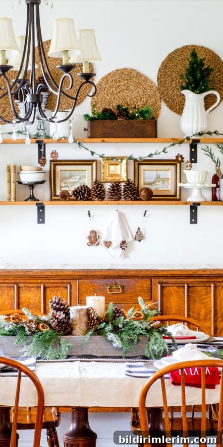 Natural Christmas decorations flat lay