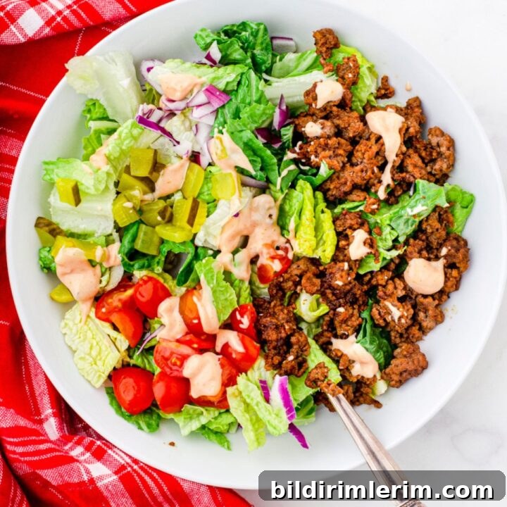 Big Mac Salad - A Healthy Burger Bowl Recipe