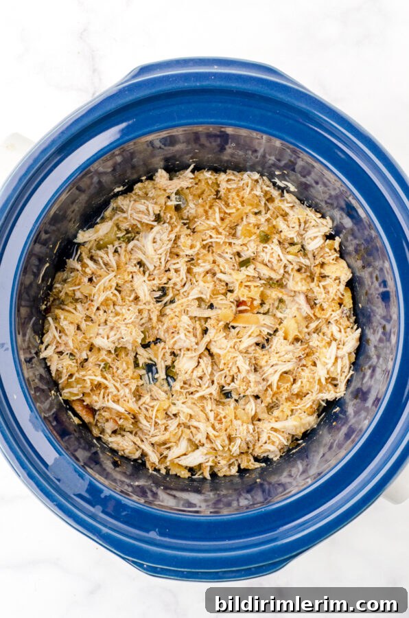 crock pot shredded chicken in a crock pot