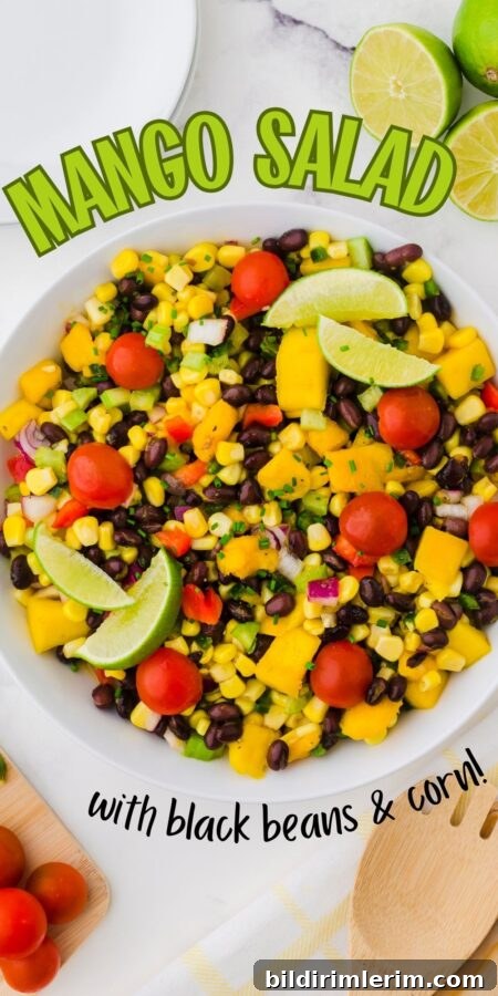 A bowl of mango black bean salad