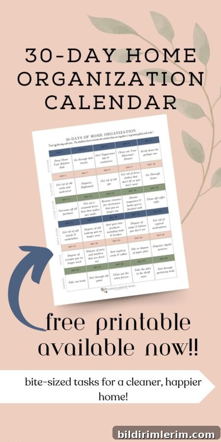 a mock up of a 30 days of decluttering calendar