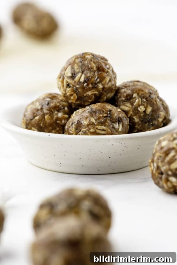 Bowl of oat & date balls