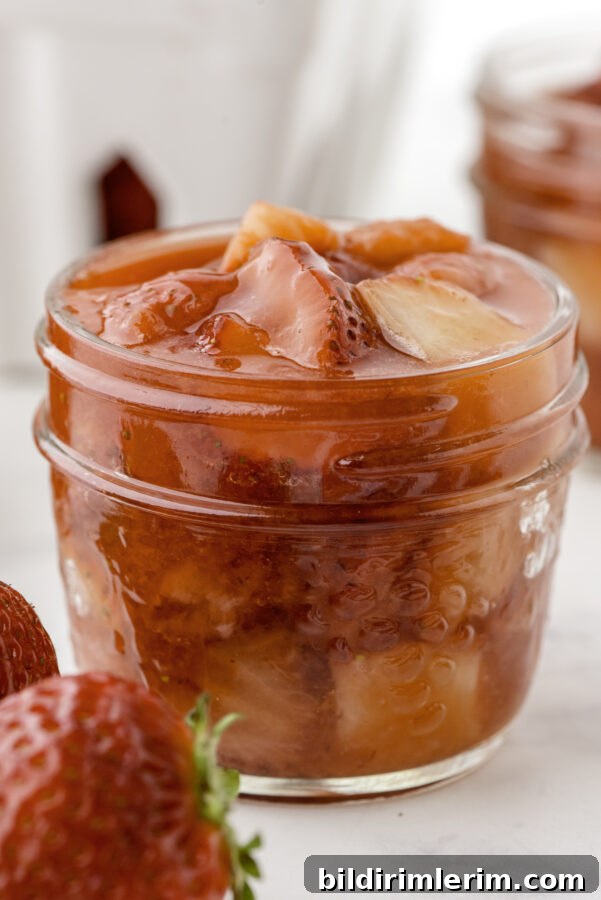 Strawberry sauce in a jar