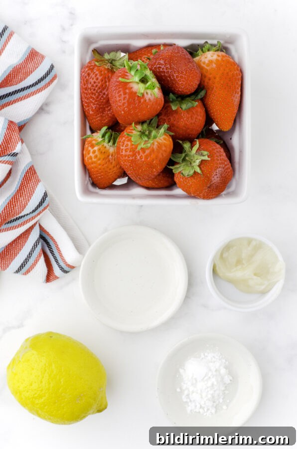Strawberry sauce ingredients with optional cornstarch
