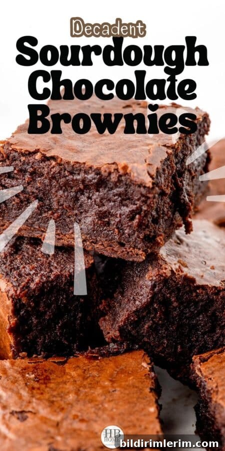 Soft, Fudgy Sourdough Discard Brownie Recipe 7 A stack of sourdough chocolate brownies