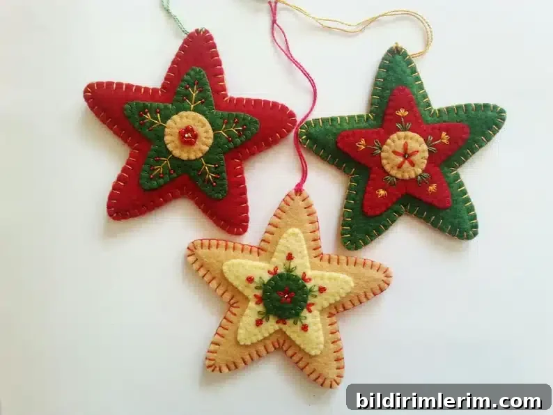 Felt star Christmas ornaments