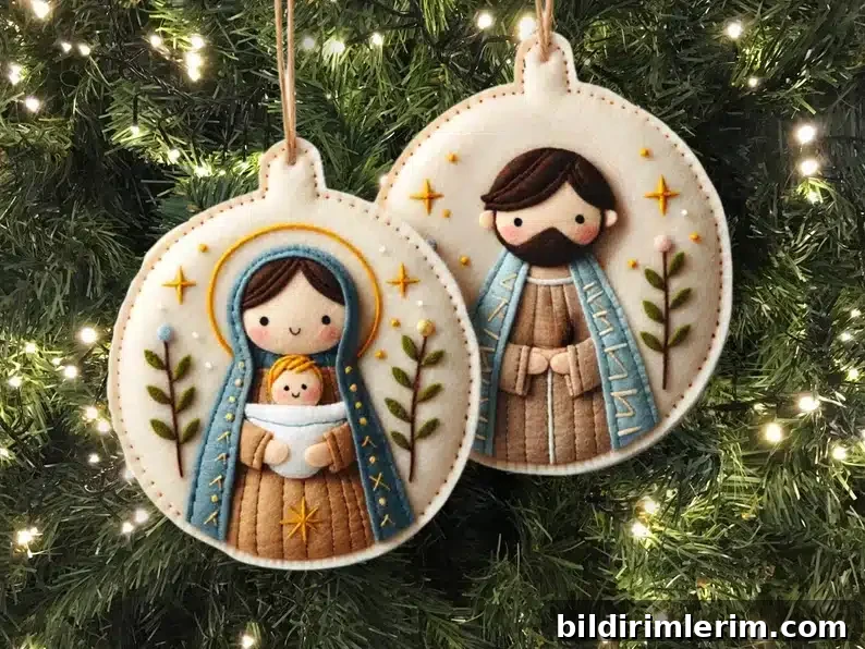 Mary, Joseph, and baby Jesus felt ornaments 
