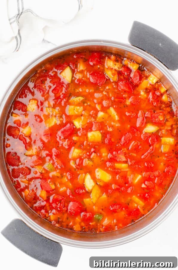 Classic Italian Minestrone Soup Recipe 5 Minestrone soup in a large stock pot before the pasta is added to it.