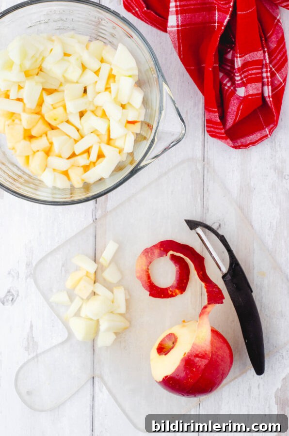 Old-Fashioned Apple Cobbler: Classic From-Scratch Recipe 4 Peeling and dicing apples
