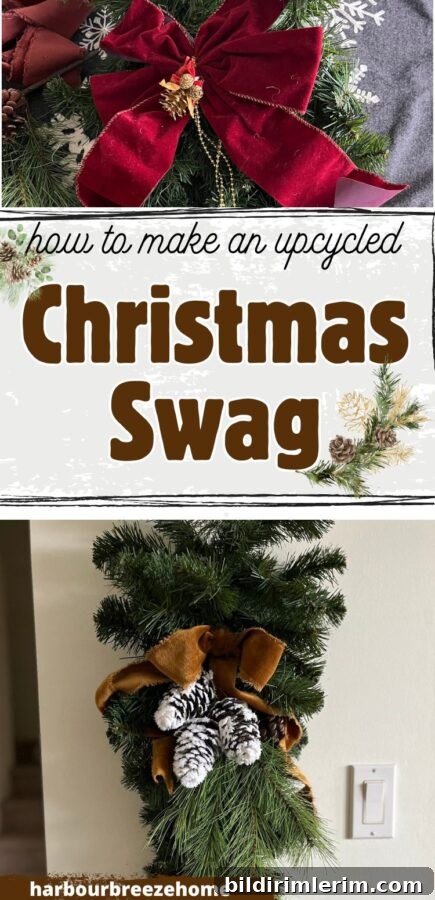 Pin this upcycled Christmas swag idea to remember later