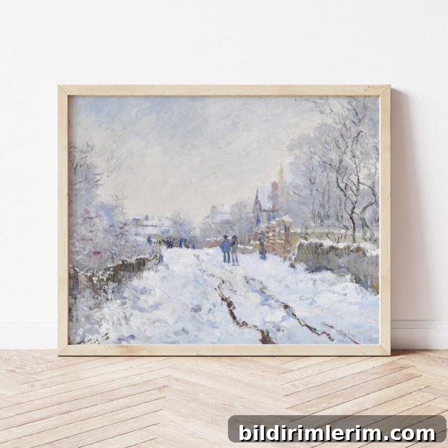 Vintage Wall art print for Christmas or Winter - snow at Argenteuil by Claude Monet