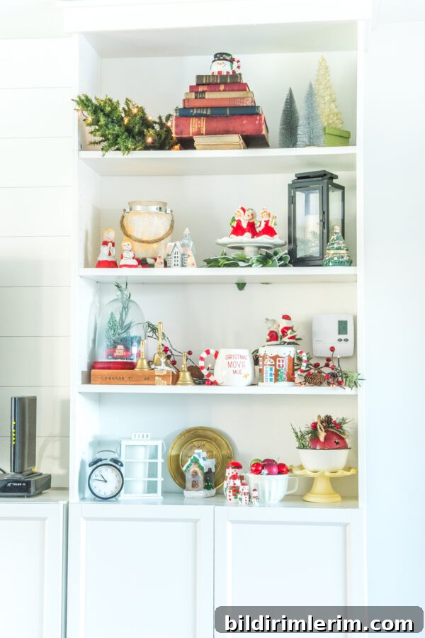 Billy Bookcase with Christmas decorations in it