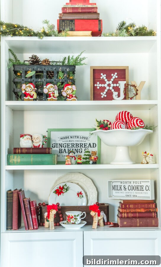 Billy Bookcase decorated with Christmas decorations