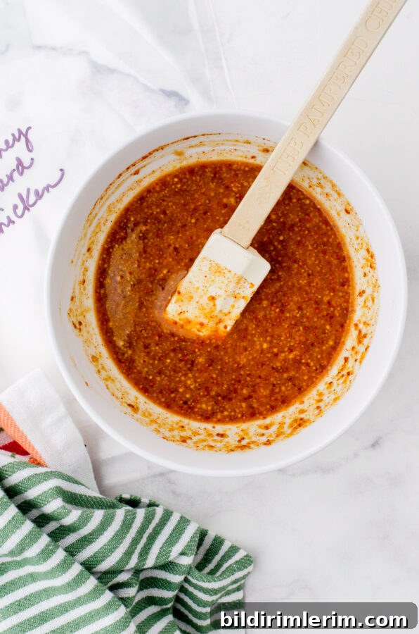 Marinade being mixed in a bowl.