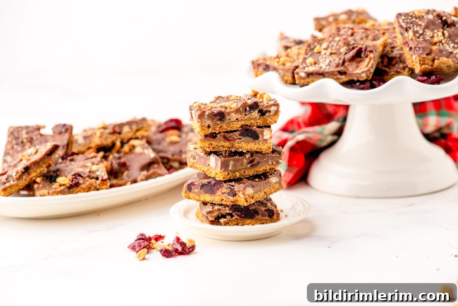 graham cracker toffee bars arranged on 2 different serving platters