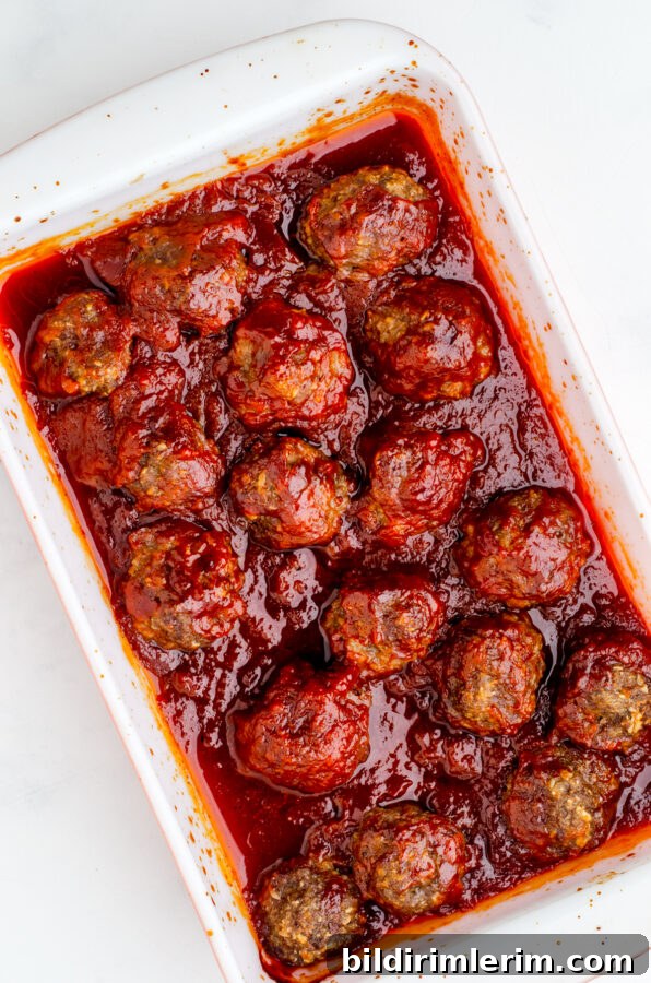 Baked barbecue meatballs.