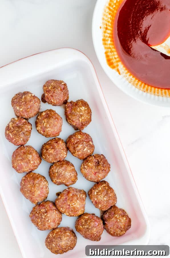 Prebaked meatballs before adding sauce.