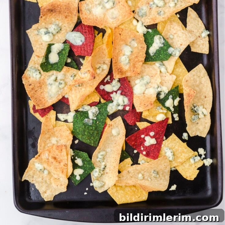 Blue cheese nachos overhead