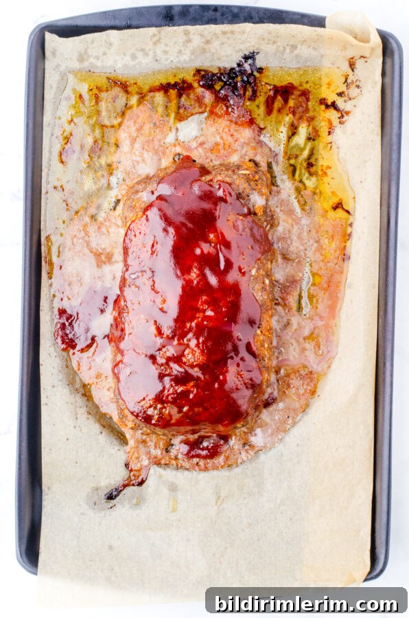 Classic Lipton Onion Soup Meatloaf Recipe for Comforting Dinners 9 Lipton meatloaf with ketchup glaze right out of the oven.