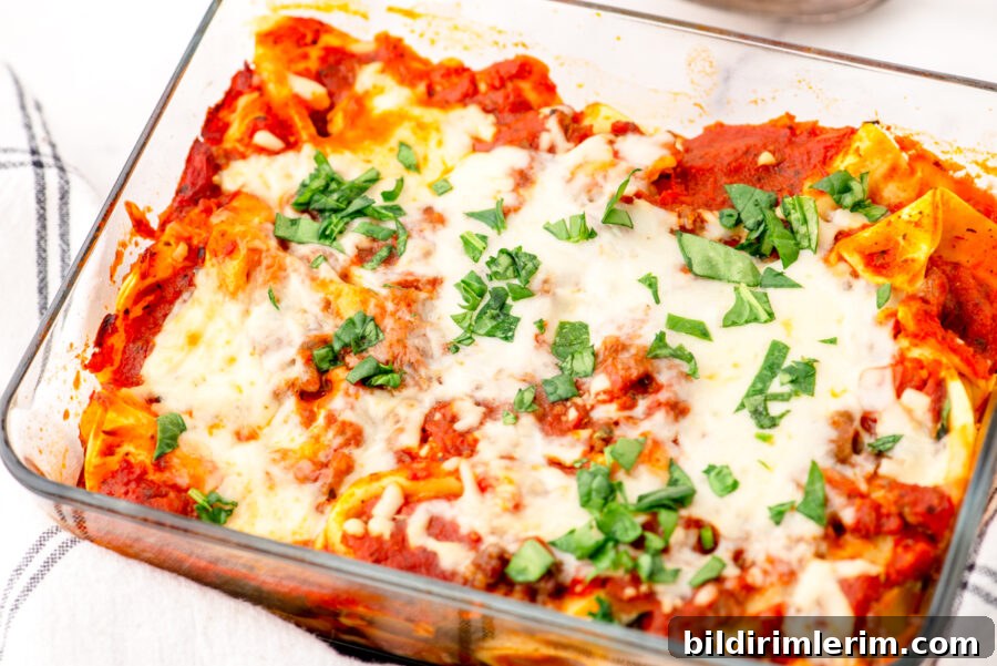Tortellini and Sausage Bake in a casserole pan