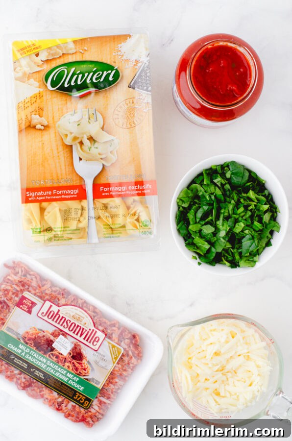 Tortellini casserole with a note about fresh or frozen tortellini