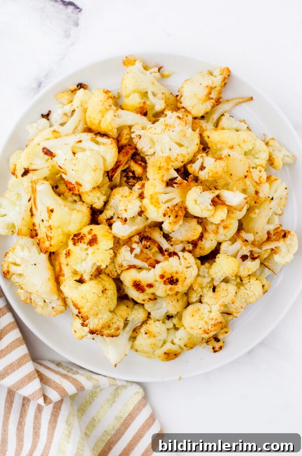 Serve roasted cauliflower as a side or snack.