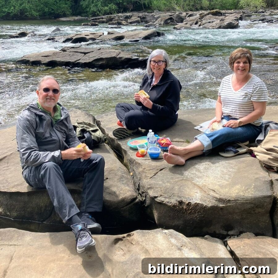 Backpack picnic scene
