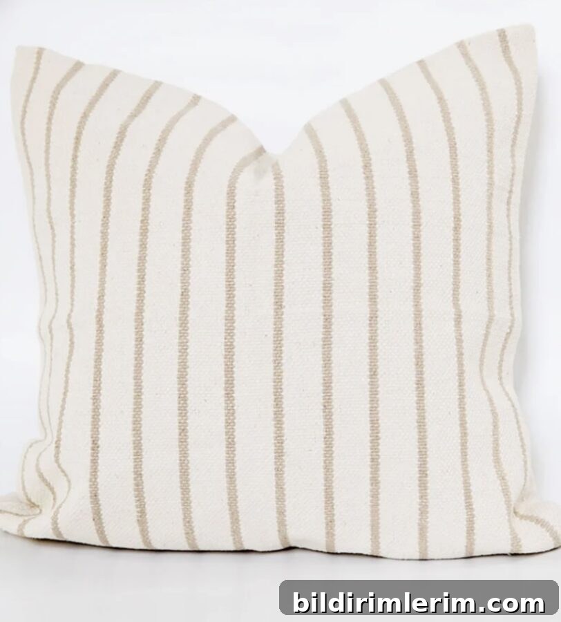 Signature Natural Pinstripe Cotton Throw Pillow
