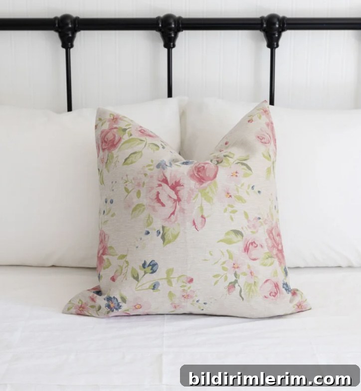Floral Linen Pillow Cover