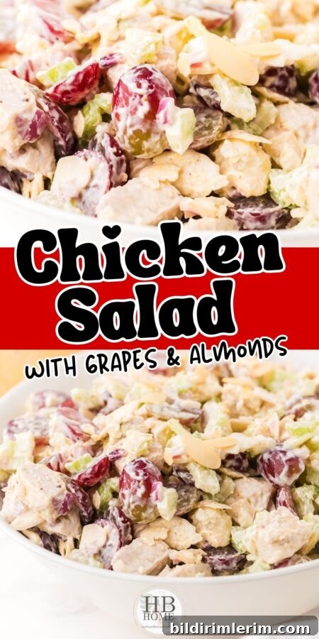 Collage of chicken salad with grapes and almonds