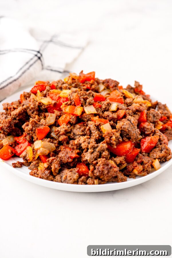 Ground Beef Taco Meat for Fast Weeknight Tacos 6 Taco meat on a platter