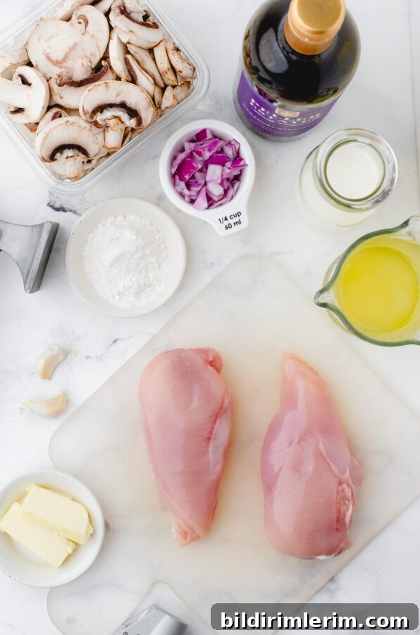 Sliced mushrooms for Chicken Marsala