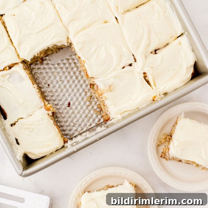 a pan of banana cake with two slices out of it