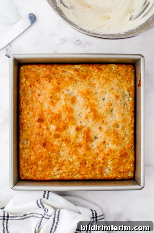 Baked banana cake with cream cheese frosting ready to serve