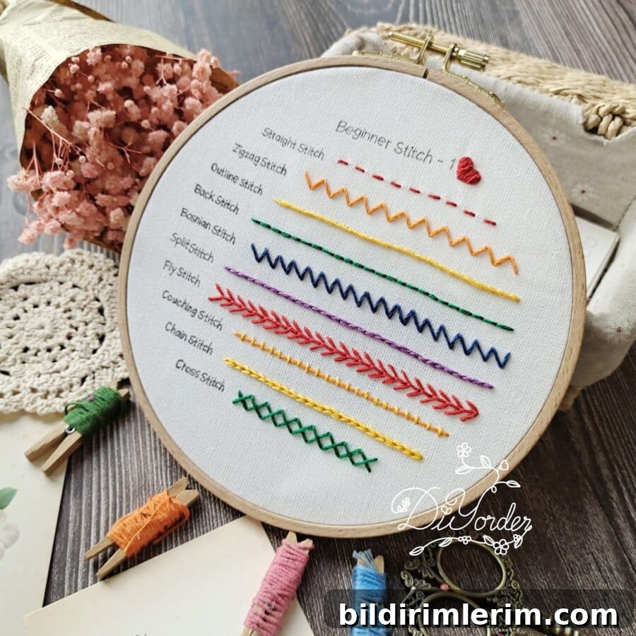 an embroidery sampler with different types of stitches