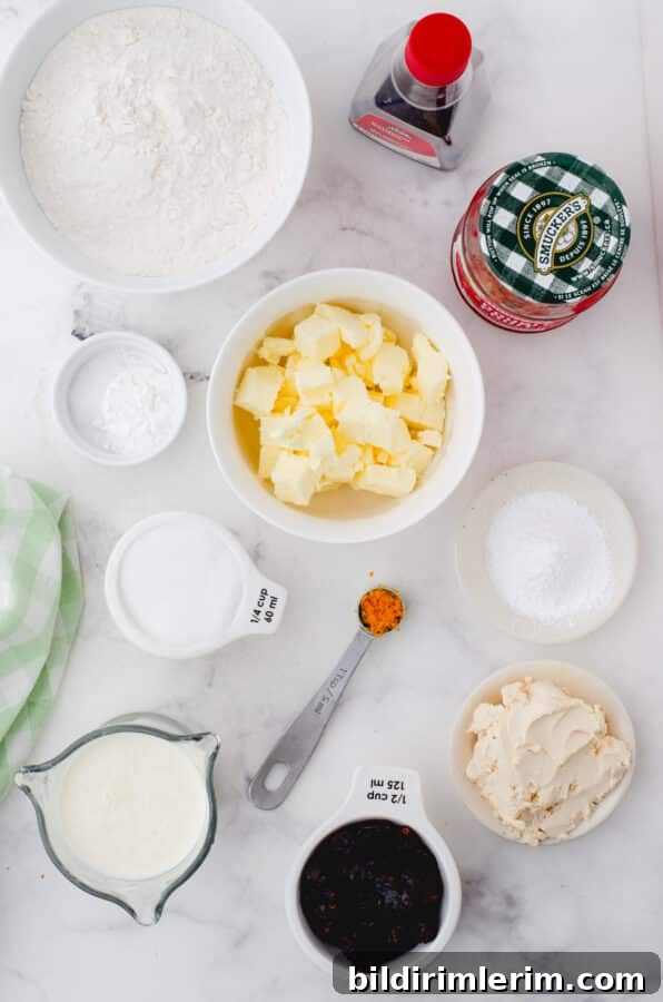 Ingredients for tea scones and devonshire cream